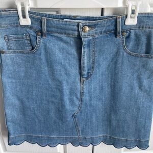 Draper James Jean Mini Skirt with Scallop Edge Size 8